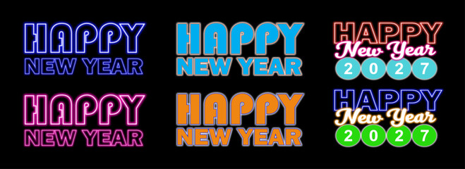 Vibrant neon new year greetings a collection of festive light designs © lamia02