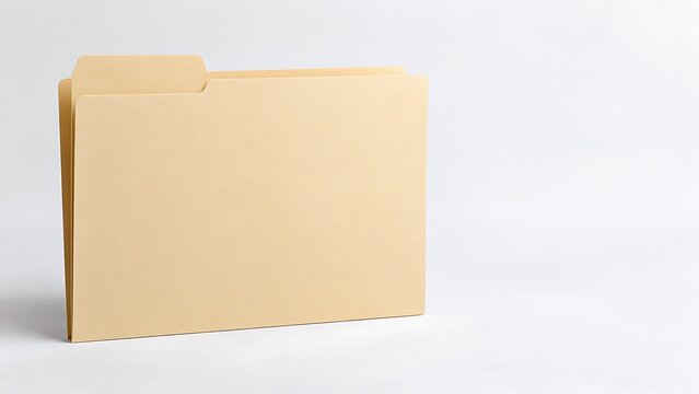 Manila File Folder on White Background with Copy Space