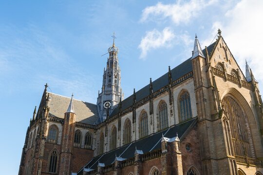 Gothic Cathedral Sint-Bavokerk, Grote Markt, Haarlem, Province North Holland, Noord-Holland, Netherlands