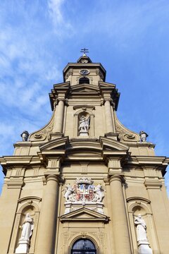 Portal Parish Church of St. Mauritius, Wiesentheid, Lower Franconia, Franconia, Bavaria, Germany
