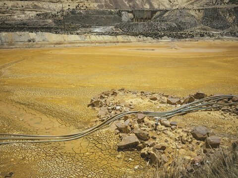 Slag, remains of open pit mines, Alto de Ticlio, Peru