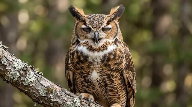 great horned owl perched outdoors
