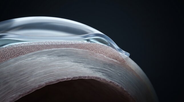 3D Medical Illustration of Orthokeratology Contact Lens Reshaping Cornea for Myopia