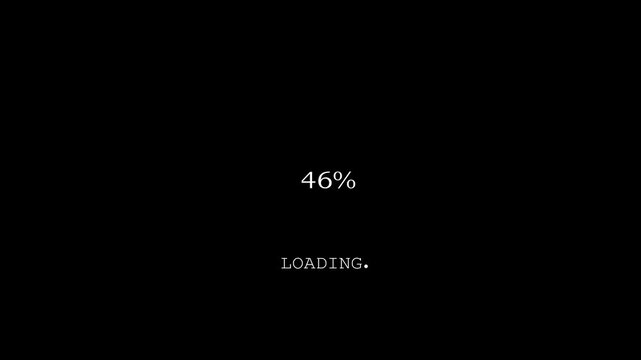 Minimalist digital loading progress bar animation with percentage counter increasing from twenty to eighty percent on a clean black background, for modern user, interface and software development