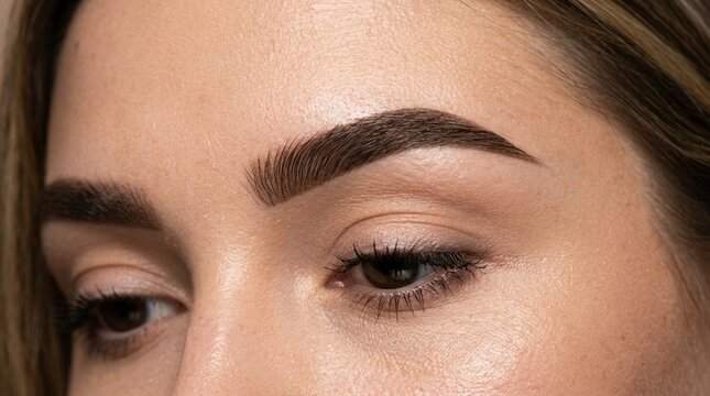 Perfectly Shaped Eyebrows, Natural Beauty, Close-up Woman's Eye