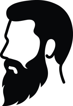 Long bearded man side profile silhouette