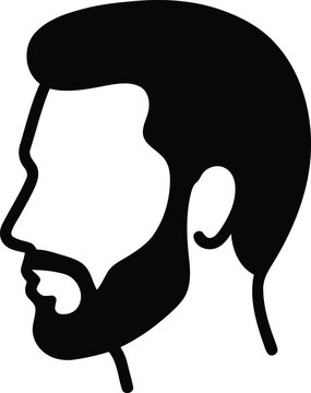 Full bearded man with swept hair side profile silhouette