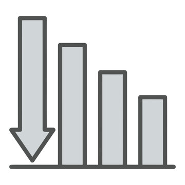 Downward trend graph chart icon showing decrease