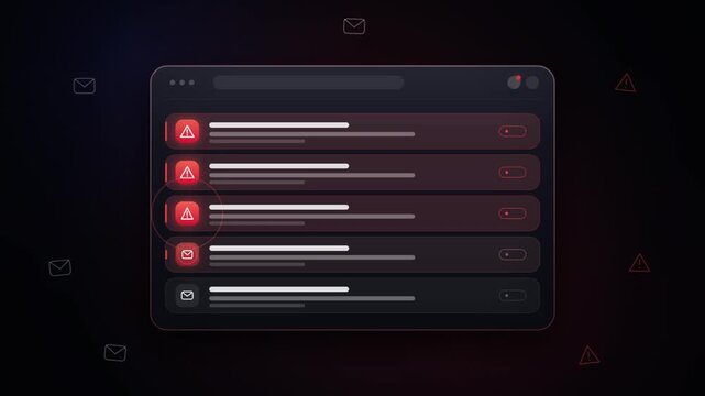 Digital alert notification interface with red error warning icon