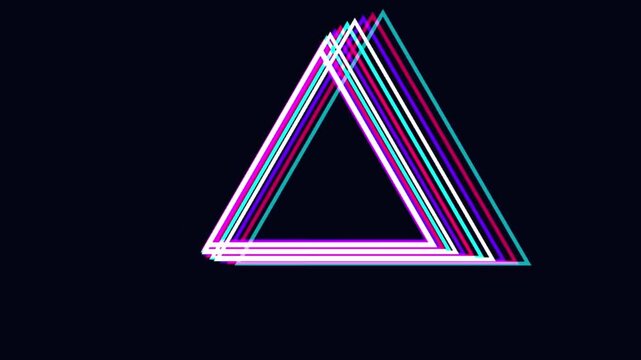 Abstract High-Tech Motion Graphic Featuring Radiant Speedlines Passing Through a Glowing Triangular Prism with Laser Shafts and Neon Light Effects for Futuristic Digital Background and VJ Loop