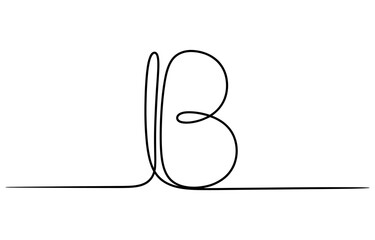 Continuous single line drawing of the letter b as a cursive typography design Vector, illustration © ABCD Out Line