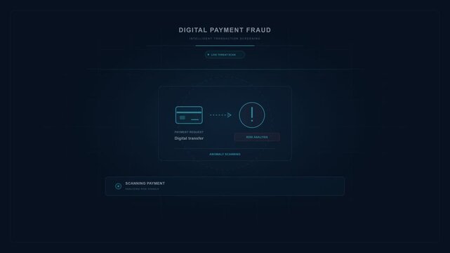 Digital Payment Fraud Alert Interface Showing Transaction Risk Analysis and Payment Protection