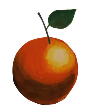 Ripe orange in the style of an oil pastel painting.