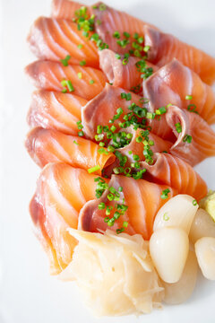 Salmon sushi on a plate