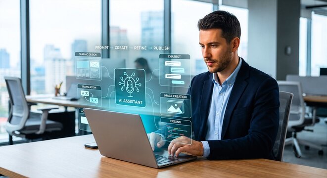 Artificial Intelligence Assistant Workplace Productivity Businessman