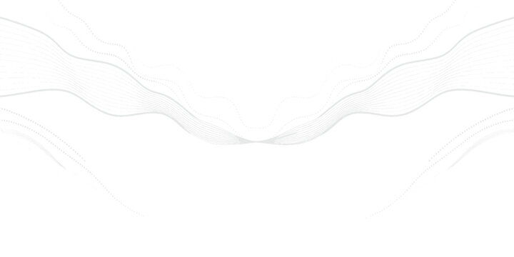 Abstract of flowing parallel lines and dotted curves on a plain white grunge  background