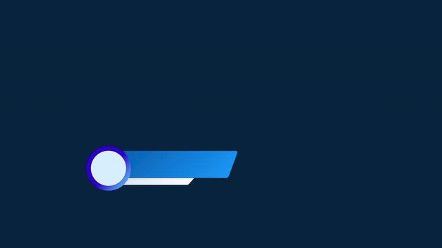 Minimal blue lower third animation featuring an angular banner, circular accent, and white underline on a dark navy background, ideal for video titles, name captions, interviews, and professional broa