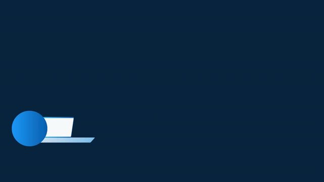 Minimal flat vector lower third animation featuring a white horizontal title banner, a blue circular accent, cyan outlines, and a dark navy background. Clean geometric motion graphics template for nam