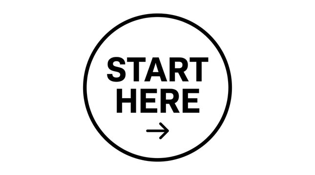 Start here button icon with a directional arrow