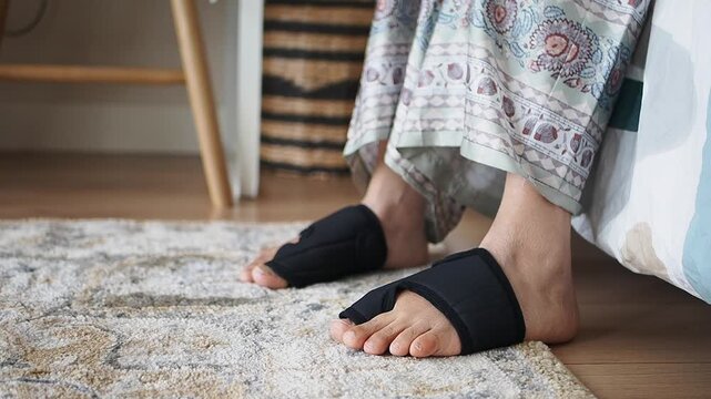 Person Wearing Bunion Correctors on Both Feet