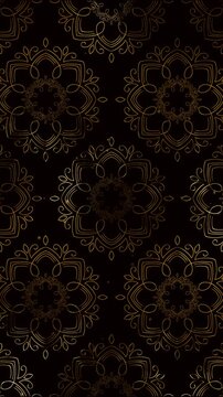 luxury gold seamless damask pattern on the green screen background