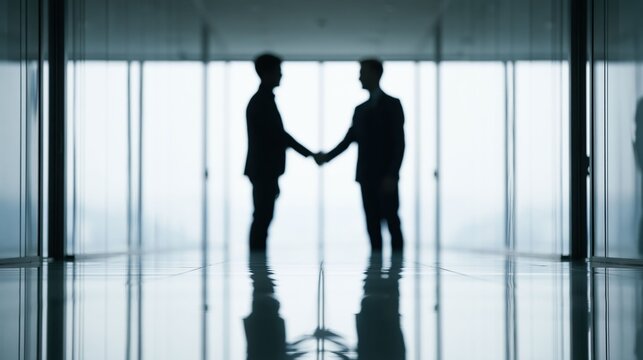 Collaborative partnership shows people confirming cooperation through a handshake. It reflects shared goals, mutual trust, teamwork, and long-term support.