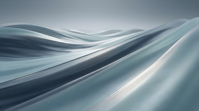 Smooth flowing futuristic abstract waves creating minimalist aesthetic blue background in three dimensional rendering