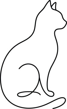 Minimalist cat silhouette drawn with one continuous line Vector