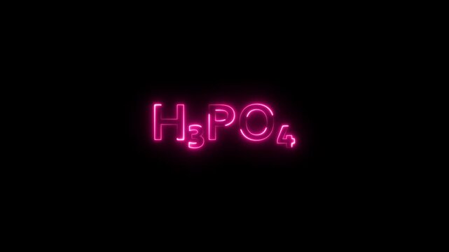 Phosphoric acid h3 po4 chemical formula neon sign glowing on dark background, h3po4 chemistry science