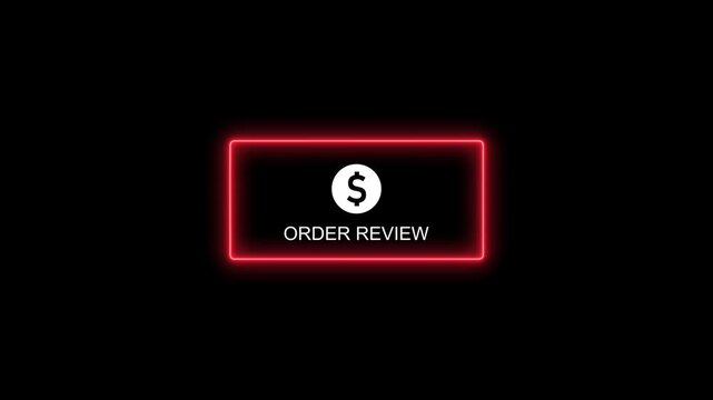 Neon order review button animation with dollar sign for e-commerce and digital payment ui checkout neon sign