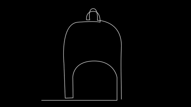 Animated Continuous Line Drawing of a Backpack Appearing on a Black Background