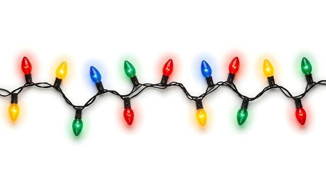 Christmas lights string isolated on white background