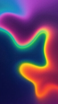 Vertical composition of abstract Y2K background featuring colorful rainbow fluid wave line brush with grain frosted particle texture, ideal for premium mobile screen designs.