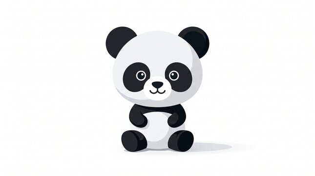 Cute panda bear character illustration sitting on white background