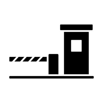 toll booth and barrier arm glyph icon