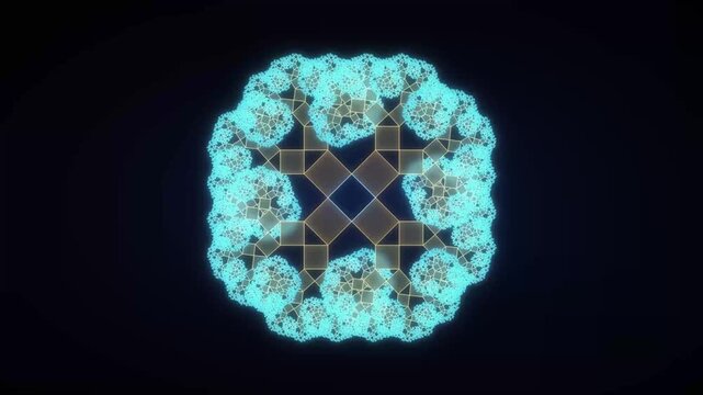 Fractal mandelbrot set animation glowing blue intricate geometric patterns