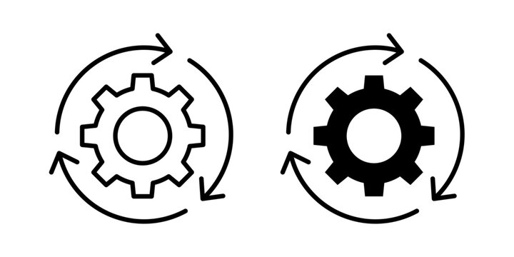 Continuous changes icon in outline and solid style, isolated on white background. Ideal for ongoing updates, workflow cycle, and process improvement features in mobile and web design.