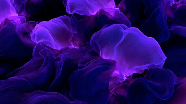 Abstract background, of swirling purple, and blue ink, clouds, flowing liquid, smoke patterns in, deep dark space, vibrant neon violet, light effects