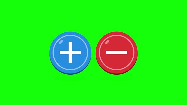 Plus Minus Symbols Floating Animation on Green Screen