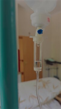 Drop saline drip hospital room Medical Concept treatment emergency and injection drug infusion care chemotherapy concept. Vitamin IV drip infusion therapy in a medical setting