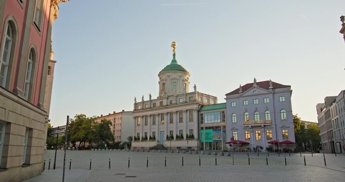 Altes Rathaus, a Baroque Old Town Hall at Alter Markt in Potsdam, Germany, features a domed Atlas tower above the town square.
