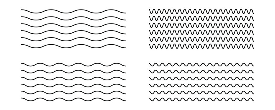Waves line set. Wave ornament pattern. Set of wavy zigzag lines. Wave thin line background. Vector zigzag and wavy horizontal underline. Vector