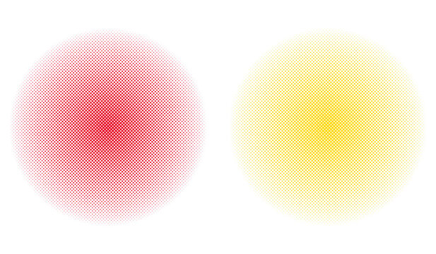 Red and Yellow Halftone Circle Background Elements