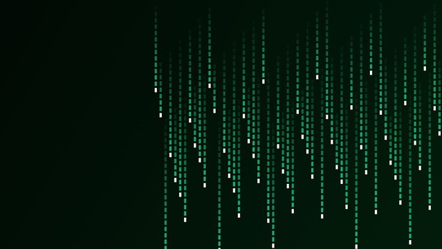 Falling Digital Code Stream Curtain Illustration in Cyberspace Matrix Environment for Software Programming and Data Encryption Security Backdrop