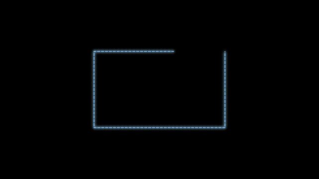 A minimalist motion graphic featuring a dark gray rectangle that expands on a clean white background, accompanied by a thin vertical line.