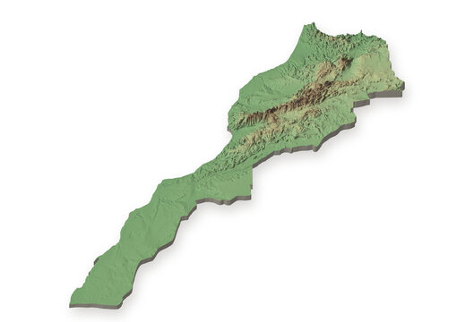 3D Topographic Map of Morocco - Detailed Relief and Terrain