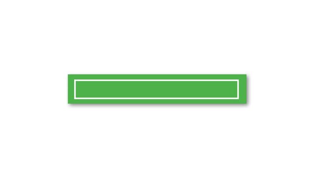 Minimal green rectangular progress bar Animation with a clean white outline and subtle shadow on a neutral background.