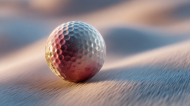 Abstract hyperrealistic golf ball rolling motion blur speed dynamic sport green grass course fairway game competition athletic detail macro cinematic outdoor precision movement realism