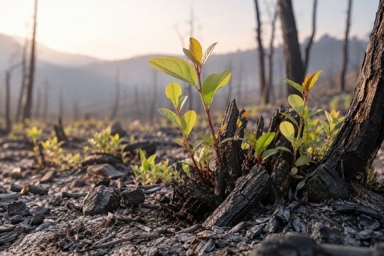 workers restore vegetation after a wildfire