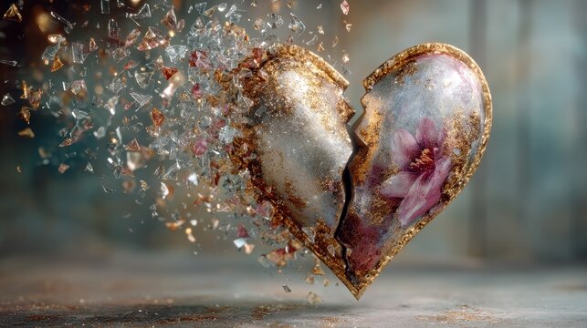 Heartbreak Broken Heart Love Breakup Sorrow Pain Emotional Sadness Grief Loss shattered heart symbol of broken love fragments emotional collapse loneliness despair minimal dark abstract concept